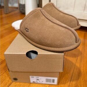 UGG Plush Women's Pearle Tan Leather Slippers Size EU 42 US 11 NEW IN BOX